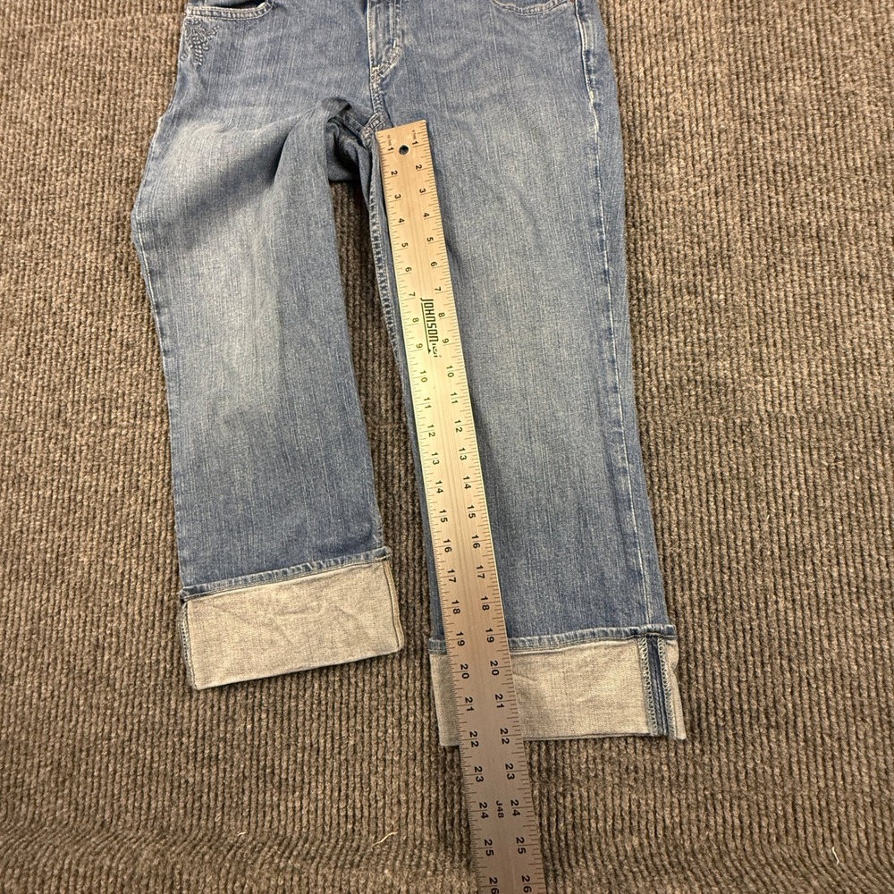 Eddie Bauer VTG Womens 6R Jean Embroidered Floral Pocket Cuffed Crop Medium Wash - Picture 14 of 16